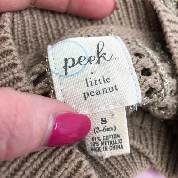 Peek cardigan sweater open weave metallic gold size 3-6 months - Picture 3 of 7